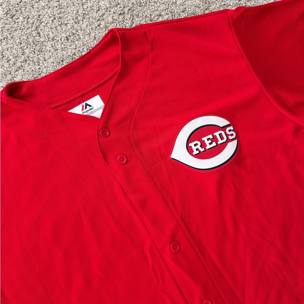 Cincinnati Reds MLB Majestic Baseball Jersey Red XL Button Front